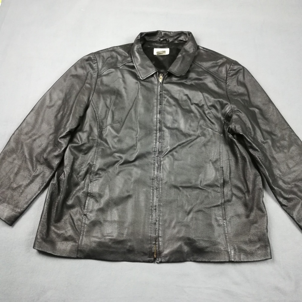 Tribeca Studio Womens Leather Jacket Black Full Zip Coat Long Sleeve Plus 22W